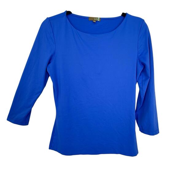 Judy P Womens XS Sabrina Boatneck Top Royal Blue 3/4 Sleeve Pullover Made in USA - Picture 1 of 7